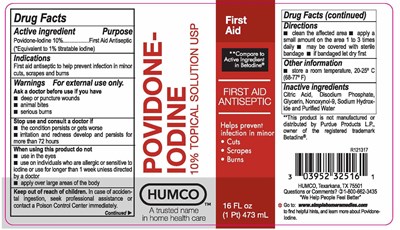 new label 16 - L232516001 Humco Povidone Iodine 16oz